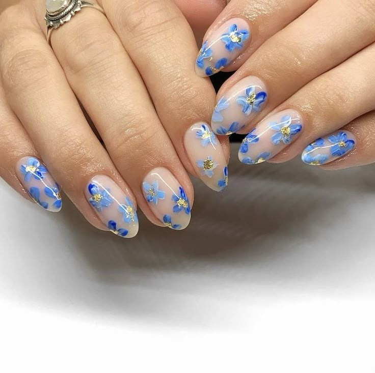 Blue Florals on Clear Base